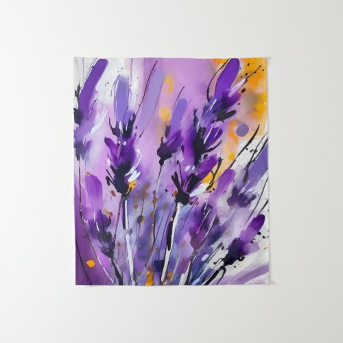 Lavender Flower Abstract Art Floral Colorful Tapestry