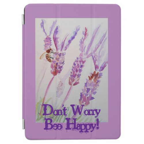 Lavender Flower and Bee Watercolor Be Happy iPad Air Cover