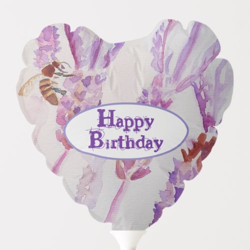 Lavender Flower and Bee Watercolor Birthday Balloon