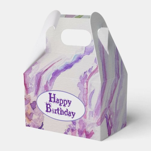 Lavender Flower and Bee Watercolor Birthday Favor Boxes