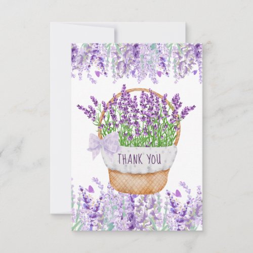 Lavender Flower Basket Green Purple Thank You Card