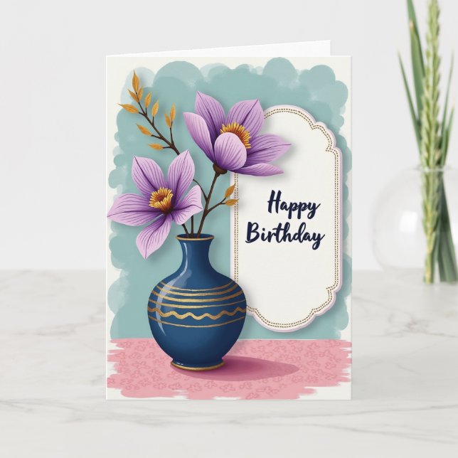 Lavender Flower Birthday Card (Front)