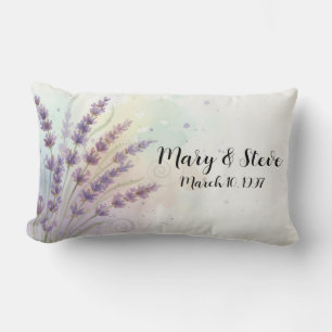Lavender Flower Bouquet Anniversary Lumbar Pillow
