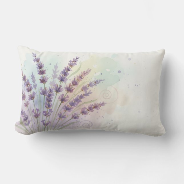 Lavender Flower Bouquet Lumbar Pillow (Front)