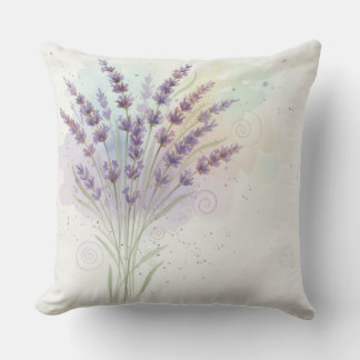 Lavender Flower Bouquet Throw Pillow