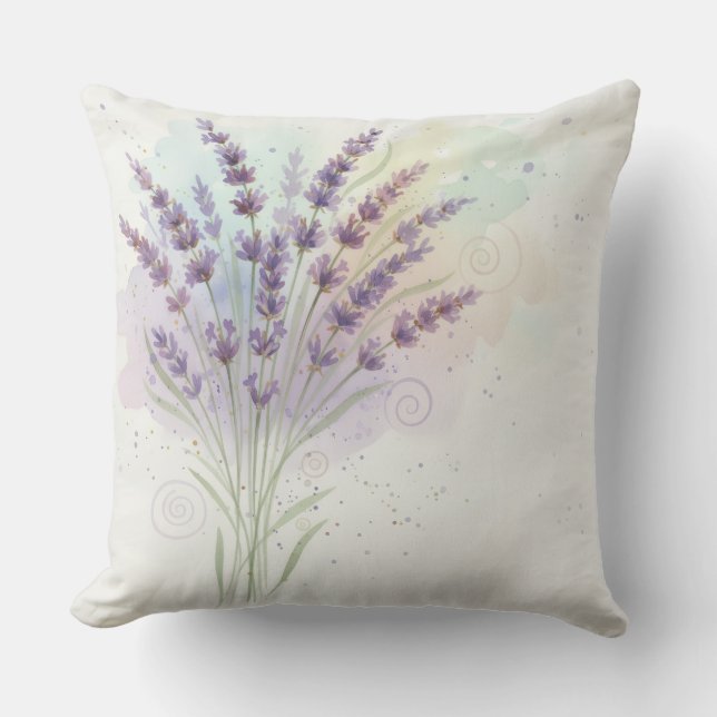 Lavender Flower Bouquet Throw Pillow (Front)