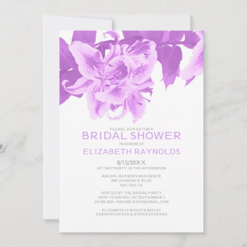 Lavender Flower Bridal Shower Invitations