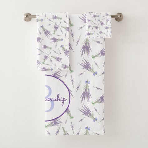 Lavender Flower Bundle Pattern Purple Bow Monogram