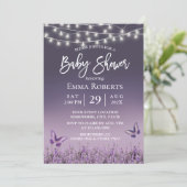 Lavender Flower Butterfly Purple Ombre Baby Shower Invitation (Standing Front)