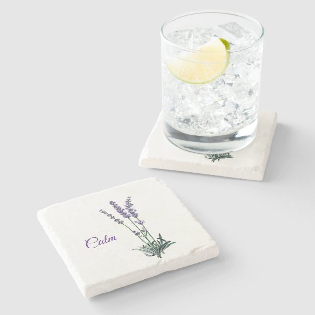 Lavender Flower Calm Accent Stone Coaster (Side)