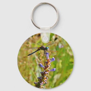 Lavender flower dragonfly keychain