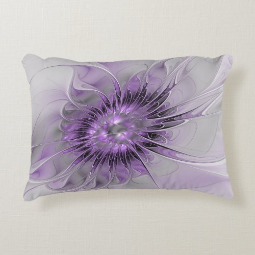Lavender Flower Dream Modern Abstract Fractal Art Accent Pillow