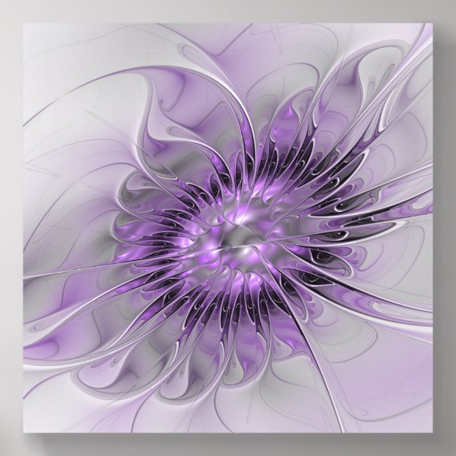 Lavender Flower Dream Modern Abstract Fractal Art Acrylic Photo Tile (Front Set)