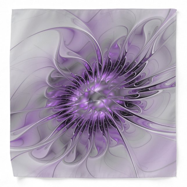 Lavender Flower Dream Modern Abstract Fractal Art Bandana (Front)