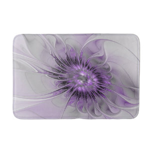 Lavender Flower Dream Modern Abstract Fractal Art Bath Mat
