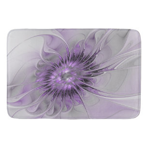 Lavender Flower Dream Modern Abstract Fractal Art Bath Mat