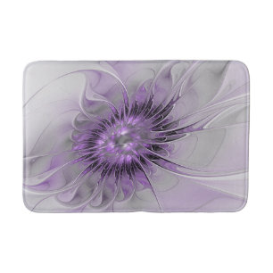 Lavender Flower Dream Modern Abstract Fractal Art Bath Mat
