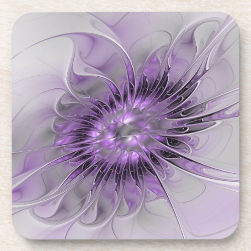 Lavender Flower Dream Modern Abstract Fractal Art Beverage Coaster