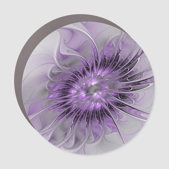 Lavender Flower Dream Modern Abstract Fractal Art Car Magnet (Front)