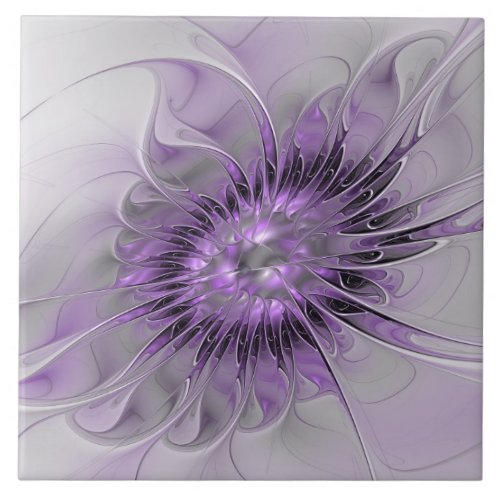 Lavender Flower Dream Modern Abstract Fractal Art Ceramic Tile