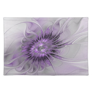 Lavender Flower Dream Modern Abstract Fractal Art Cloth Placemat