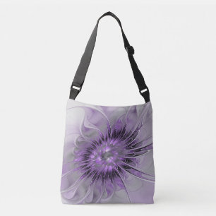 Lavender Flower Dream Modern Abstract Fractal Art Crossbody Bag