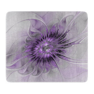 Lavender Flower Dream Modern Abstract Fractal Art Cutting Board