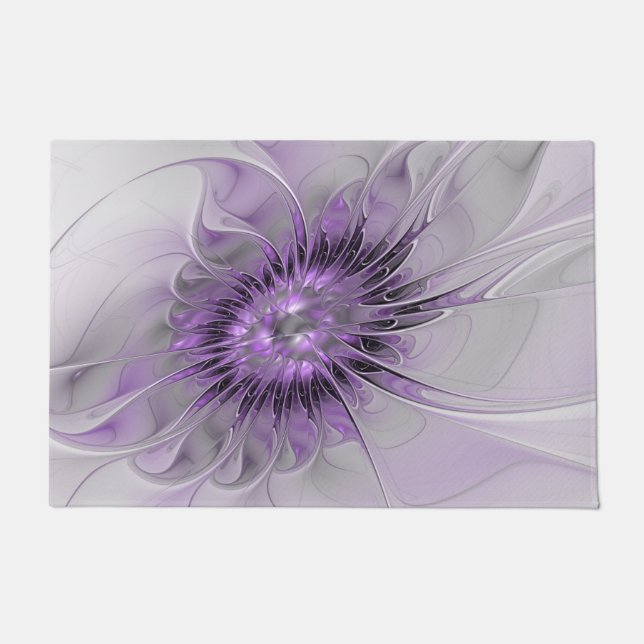 Lavender Flower Dream Modern Abstract Fractal Art Doormat (Front)