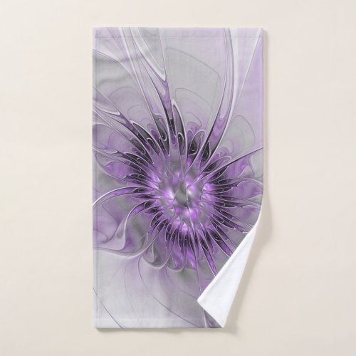 Lavender Flower Dream Modern Abstract Fractal Art Hand Towel