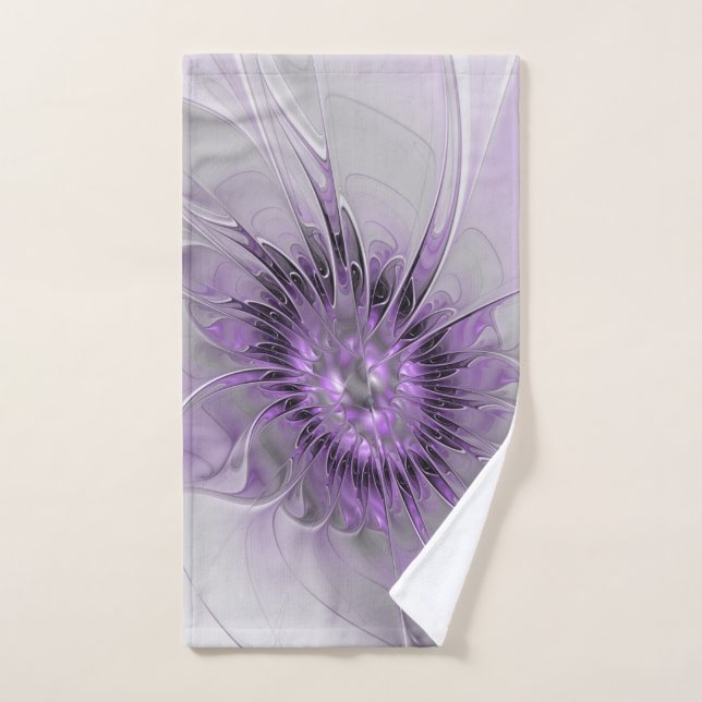 Lavender Flower Dream Modern Abstract Fractal Art Hand Towel (Hand Towel)