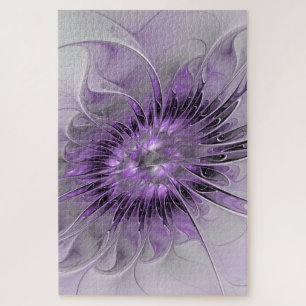 Lavender Flower Dream Modern Abstract Fractal Art Jigsaw Puzzle
