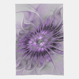 Lavender Flower Dream Modern Abstract Fractal Art Kitchen Towel