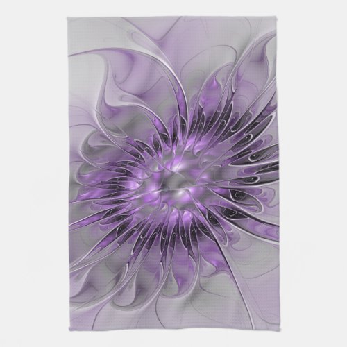 Lavender Flower Dream Modern Abstract Fractal Art Kitchen Towel