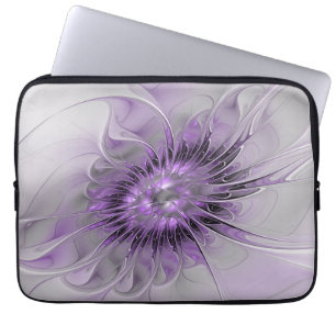 Lavender Flower Dream Modern Abstract Fractal Art Laptop Sleeve