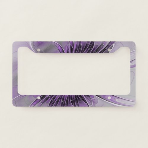 Lavender Flower Dream Modern Abstract Fractal Art License Plate Frame