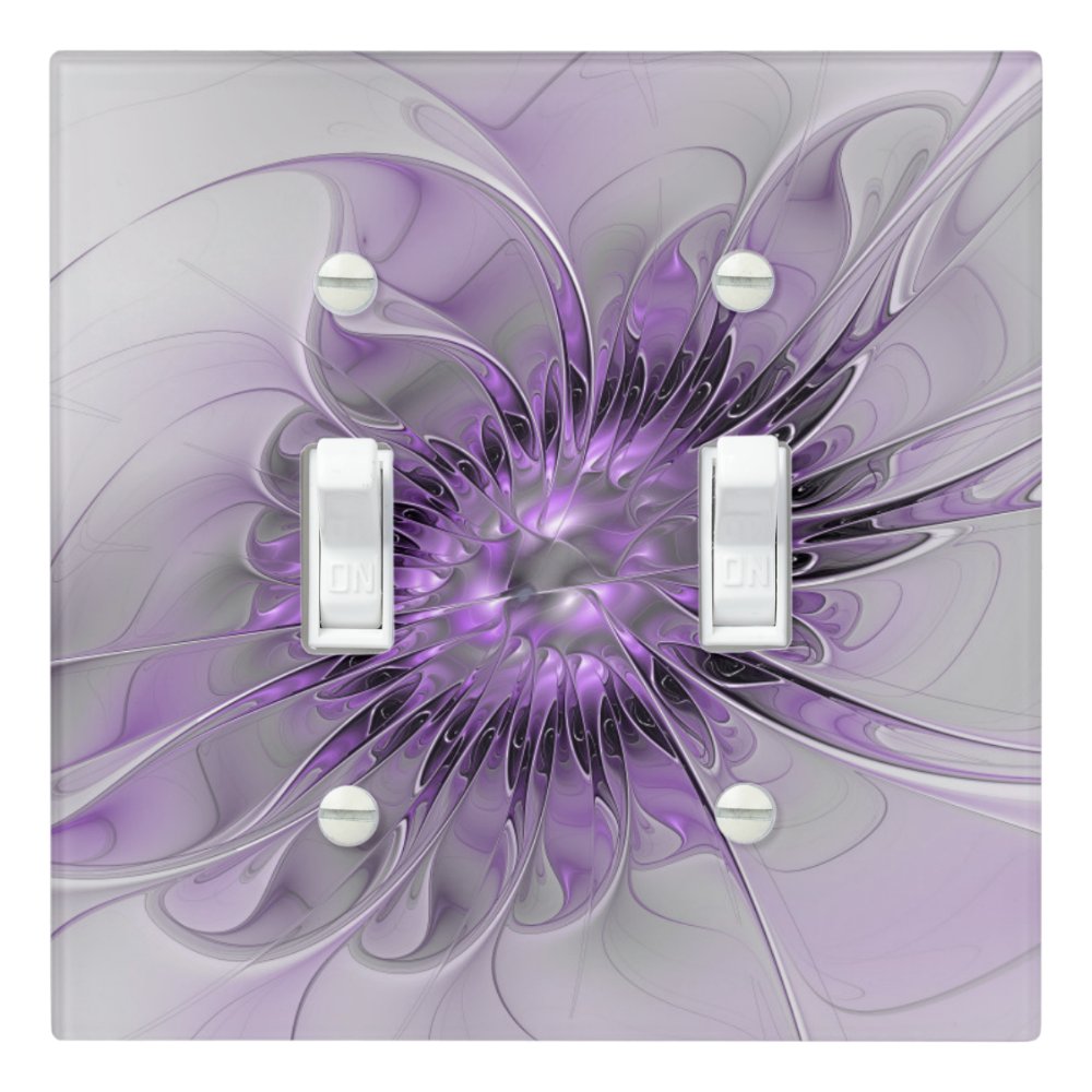 Discover Lavender Flower Dream Modern Abstract Fractal Art Light Switch Cover