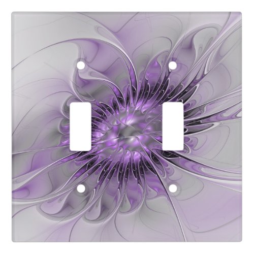 Lavender Flower Dream Modern Abstract Fractal Art Light Switch Cover