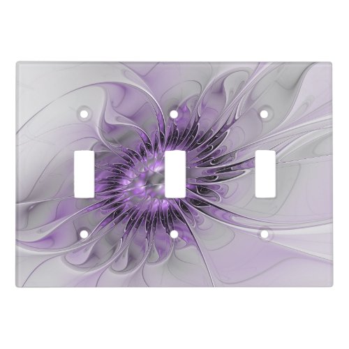 Lavender Flower Dream Modern Abstract Fractal Art Light Switch Cover