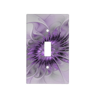 Lavender Flower Dream Modern Abstract Fractal Art Light Switch Cover