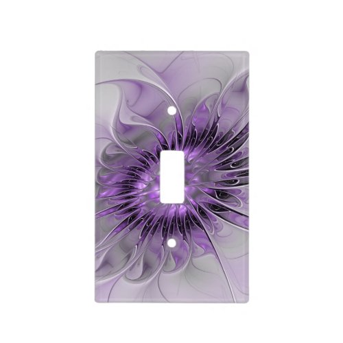 Lavender Flower Dream Modern Abstract Fractal Art Light Switch Cover