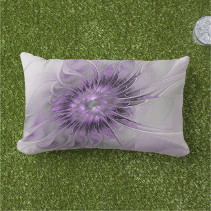 Lavender Flower Dream Modern Abstract Fractal Art Lumbar Pillow