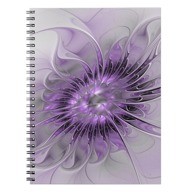 Lavender Flower Dream Modern Abstract Fractal Art Notebook (Front)