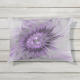 Lavender Flower Dream Modern Abstract Fractal Art Outdoor Pillow
