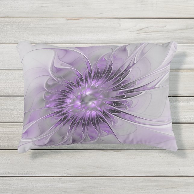Lavender Flower Dream Modern Abstract Fractal Art Outdoor Pillow (Front)