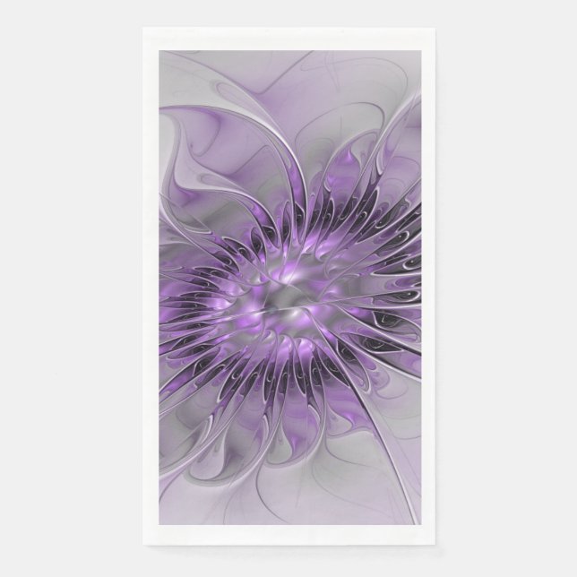 Lavender Flower Dream Modern Abstract Fractal Art Paper Guest Towels (Front)