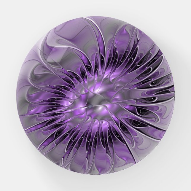 Lavender Flower Dream Modern Abstract Fractal Art Paperweight (Front)
