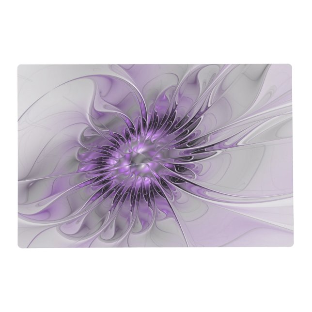 Lavender Flower Dream Modern Abstract Fractal Art Placemat (Front)