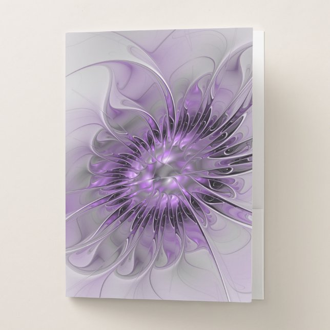 Lavender Flower Dream Modern Abstract Fractal Art Pocket Folder (Front)