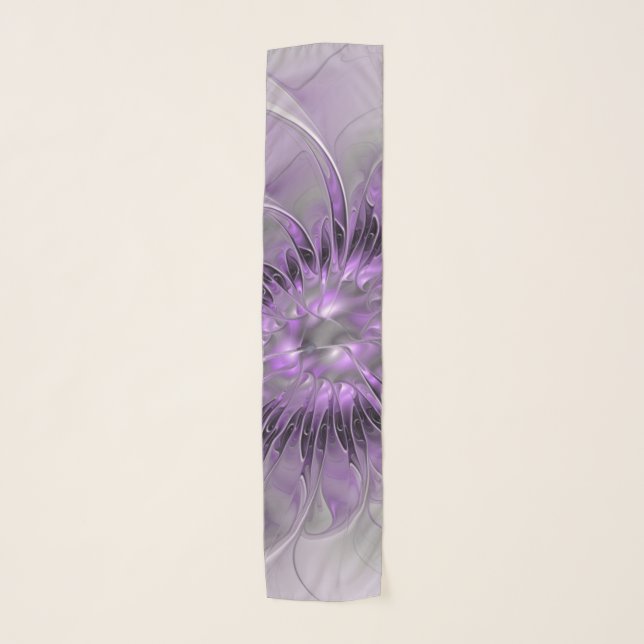 Lavender Flower Dream Modern Abstract Fractal Art Scarf (Front)