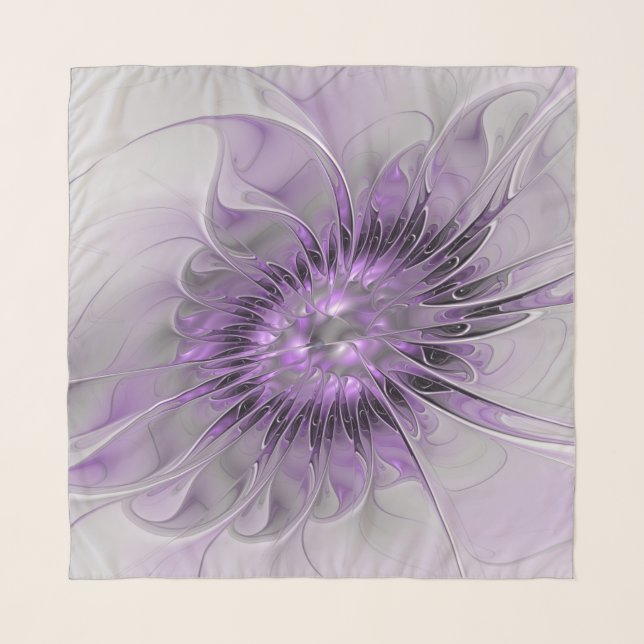 Lavender Flower Dream Modern Abstract Fractal Art Scarf (Front)